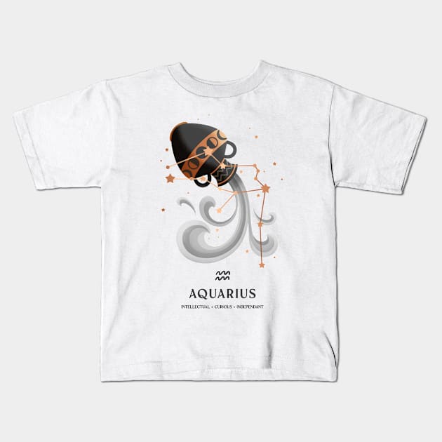 Aquarius Constellation Zodiac Series Kids T-Shirt by paulineberger